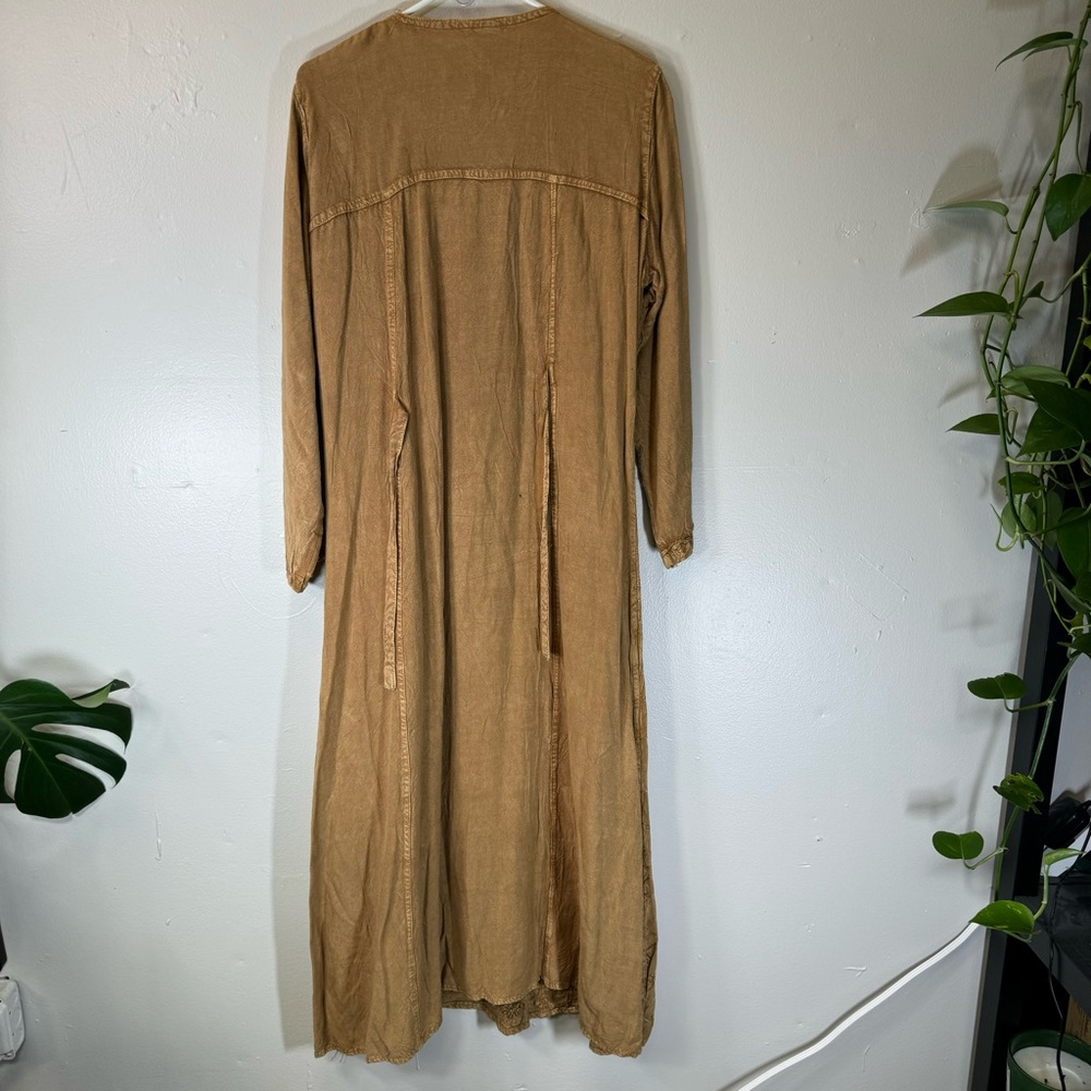 Vintage Bohemian Embroidered Maxi Dress Brown Velvet  Detail Large one size boho - Picture 12 of 13